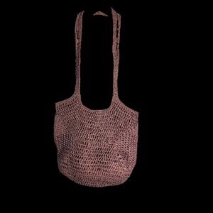 Zara Dusty Pink Woven Raffia Shoulder Bag
